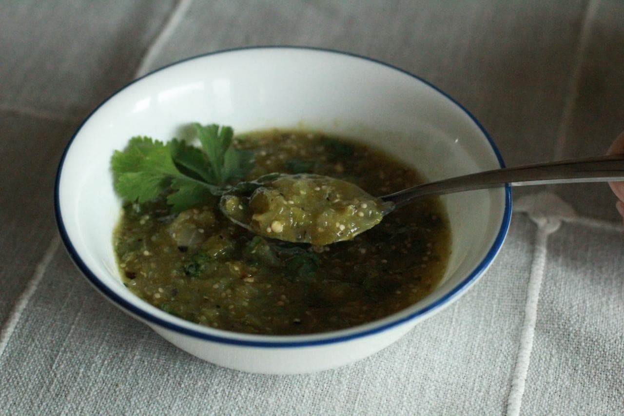 Roasted tomatillo salsa photo